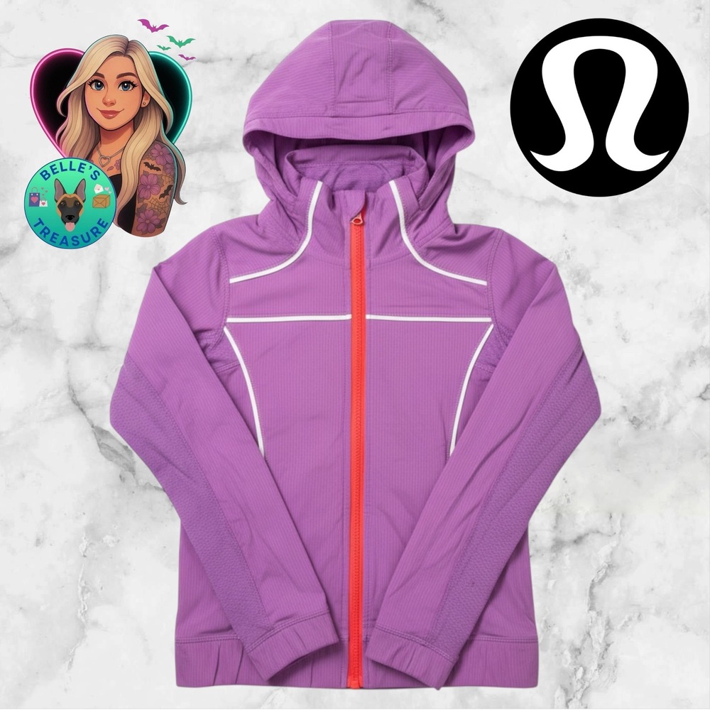 Ivivva Lululemon Girls 8 Define Jacket Jacket Pink Full Zip Hoodie Reflective